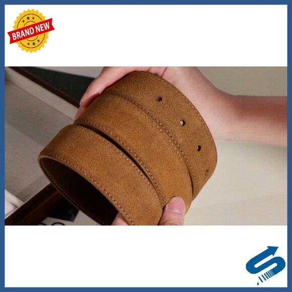 Wide Suede Leather Belt with Gold Buckle for Women Casual Formal main image 5